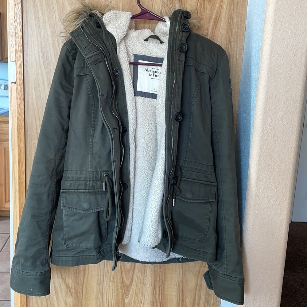 Abercrombie & Fitch Green Olive Sherpa Jacket
